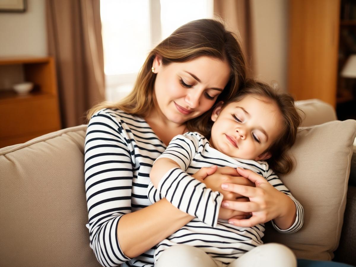 Mother comforting child